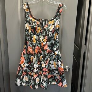 Anthropologie Brown and Orange Fit and Flare Sundress